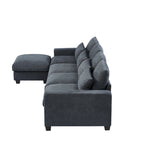 Modernes umwandelbares L-förmiges Leinen-Feder-Modulsofa, umkehrbar