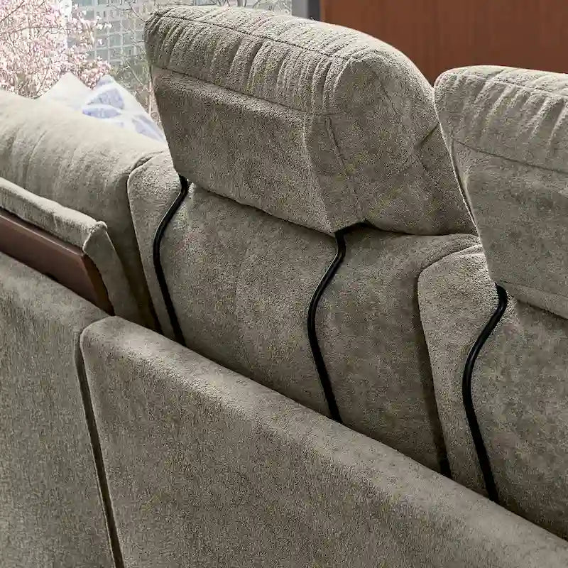 109 Modernes 4-Sitzer-Sektionssofa mit Frotteebezug, verstecktem Couchtisch, verstellbarer Kopfstütze und großem Stauraum