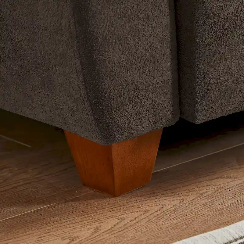 109 Modernes 4-Sitzer-Sektionssofa mit Frotteebezug, verstecktem Couchtisch, verstellbarer Kopfstütze und großem Stauraum