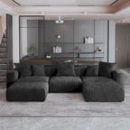 141.73 Modulares Ecksofa, U-förmiges Cord-Sofa mit Ottomanen