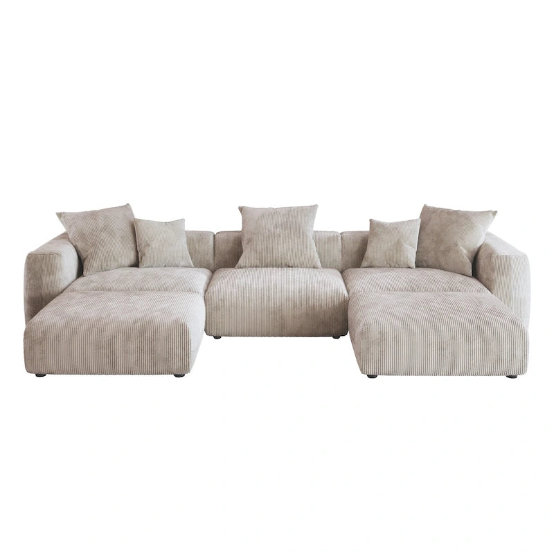 141.73 Modulares Ecksofa, U-förmiges Cord-Sofa mit Ottomanen