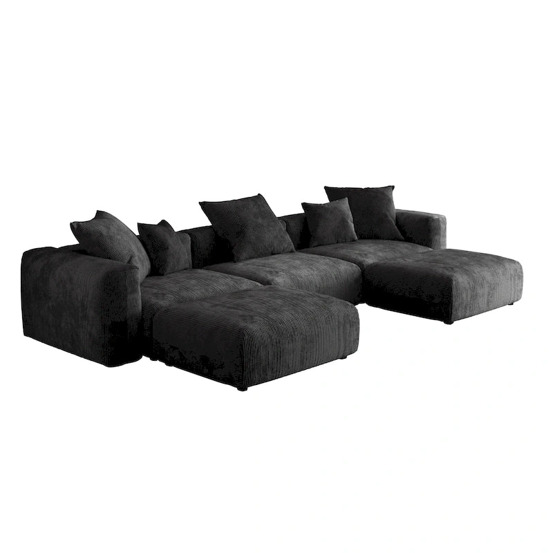 141.73 Modulares Ecksofa, U-förmiges Cord-Sofa mit Ottomanen