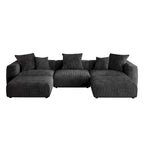 141.73 Modulares Ecksofa, U-förmiges Cord-Sofa mit Ottomanen