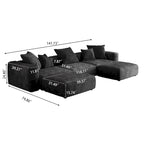 141.73 Modulares Ecksofa, U-förmiges Cord-Sofa mit Ottomanen