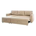 Umwandelbares Ecksofa mit ausziehbarem Schlafsofa, versteckter Stauraum-Recamiere, langlebige Beine,