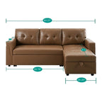 Umwandelbares Ecksofa mit ausziehbarem Schlafsofa, versteckter Stauraum-Recamiere, langlebige Beine,
