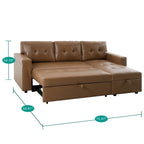 Umwandelbares Ecksofa mit ausziehbarem Schlafsofa, versteckter Stauraum-Recamiere, langlebige Beine,
