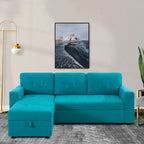 Umwandelbares Ecksofa mit ausziehbarem Schlafsofa, versteckter Stauraum-Recamiere, langlebige Beine,