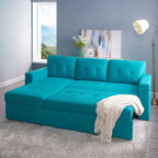 Umwandelbares Ecksofa mit ausziehbarem Schlafsofa, versteckter Stauraum-Recamiere, langlebige Beine,