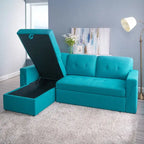 Umwandelbares Ecksofa mit ausziehbarem Schlafsofa, versteckter Stauraum-Recamiere, langlebige Beine,