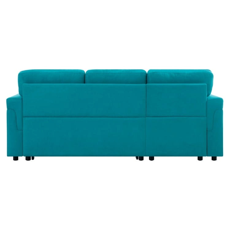 Umwandelbares Ecksofa mit ausziehbarem Schlafsofa, versteckter Stauraum-Recamiere, langlebige Beine,