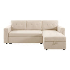 Umwandelbares Ecksofa mit ausziehbarem Schlafsofa, versteckter Stauraum-Recamiere, langlebige Beine,