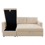 Umwandelbares Ecksofa mit ausziehbarem Schlafsofa, versteckter Stauraum-Recamiere, langlebige Beine,