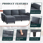 Futzca 79 Verwandlungssofa mit Chaiselongue, 3-Sitzer L-Form