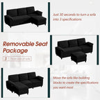 Futzca 79 Verwandlungssofa mit Chaiselongue, 3-Sitzer L-Form