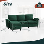 Futzca 79 Verwandlungssofa mit Chaiselongue, 3-Sitzer L-Form