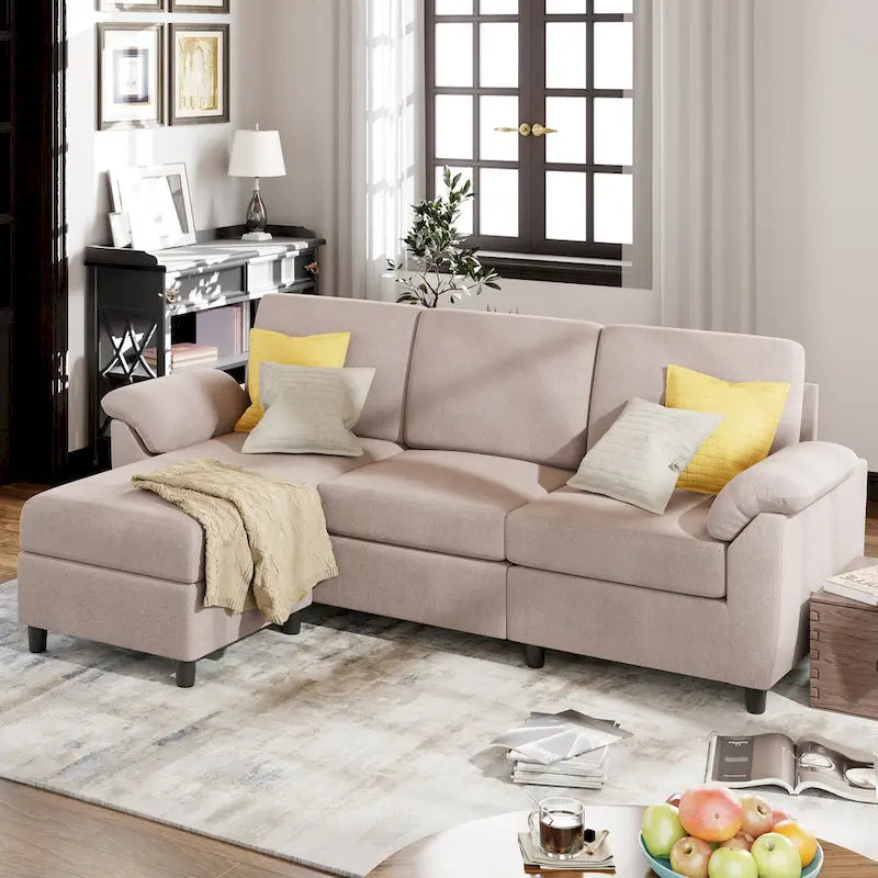 Futzca 79 Verwandlungssofa mit Chaiselongue, 3-Sitzer L-Form