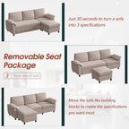 Futzca 79 Verwandlungssofa mit Chaiselongue, 3-Sitzer L-Form