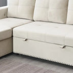 Modernes umwandelbares L-förmiges Schlafsofa mit Recamiere und Stauraum