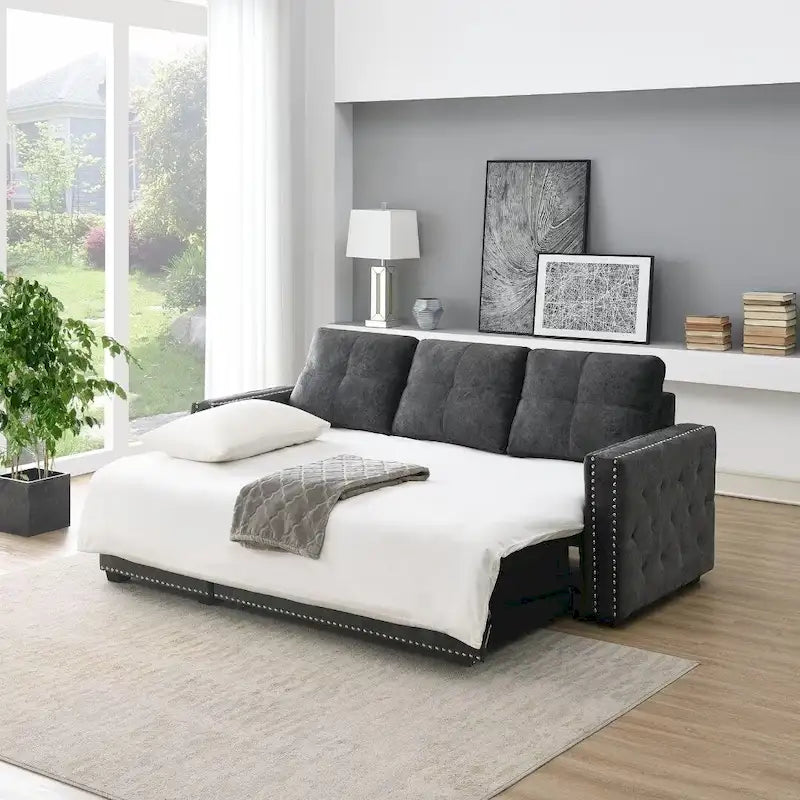 Modernes umwandelbares L-förmiges Schlafsofa mit Recamiere und Stauraum