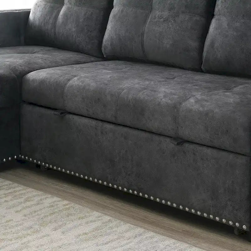 Modernes umwandelbares L-förmiges Schlafsofa mit Recamiere und Stauraum