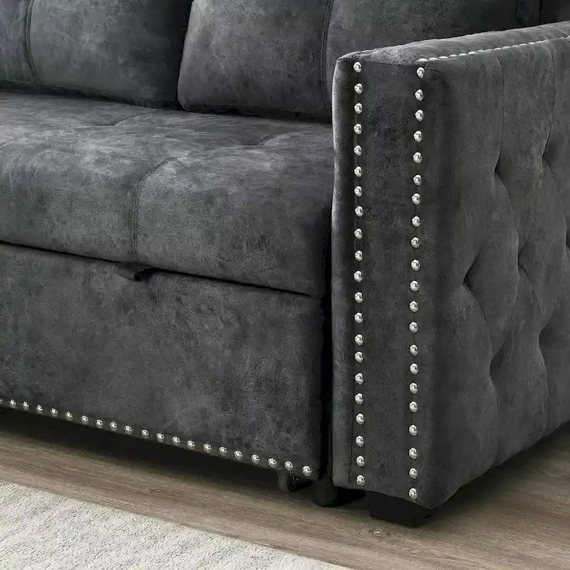 Modernes umwandelbares L-förmiges Schlafsofa mit Recamiere und Stauraum