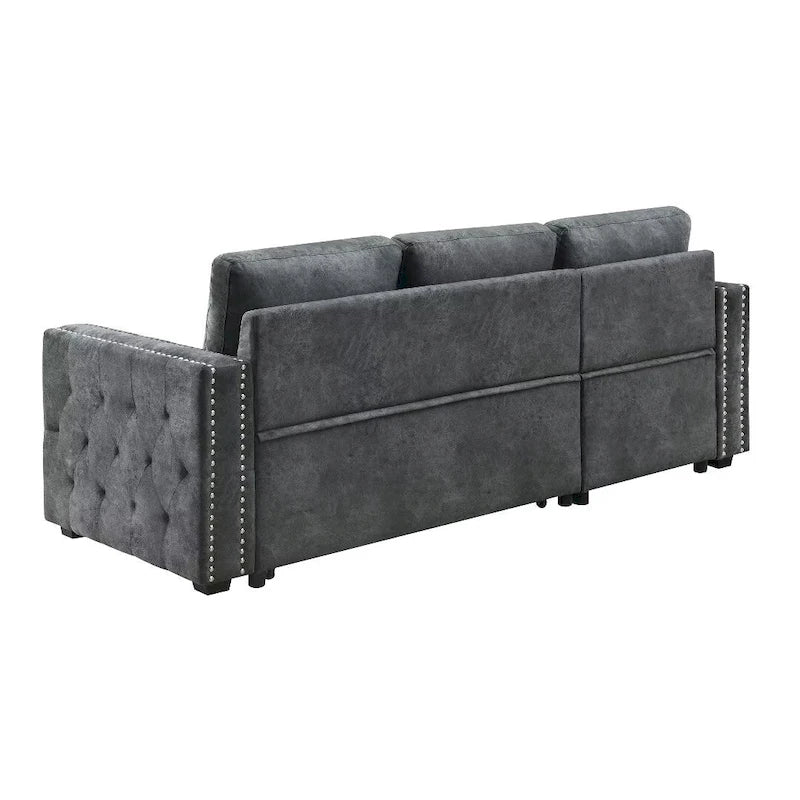 Modernes umwandelbares L-förmiges Schlafsofa mit Recamiere und Stauraum