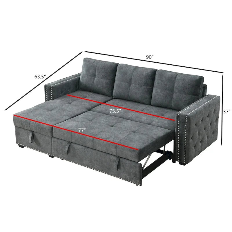 Modernes umwandelbares L-förmiges Schlafsofa mit Recamiere und Stauraum