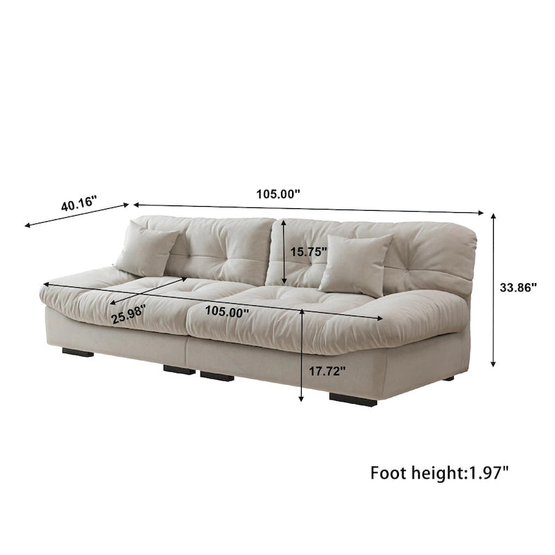 105 Modernes Loveseat Sofa aus geschliffenem Samt, Sektionssofa für das Wohnzimmer