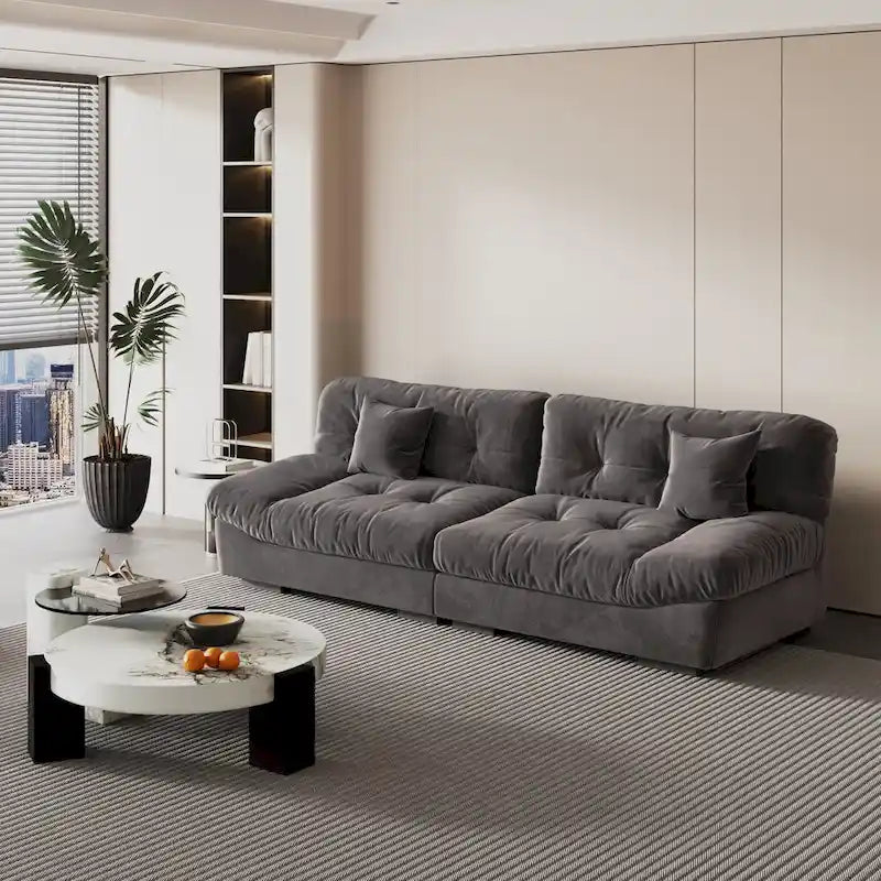 105 Modernes Loveseat Sofa aus geschliffenem Samt, Sektionssofa für das Wohnzimmer