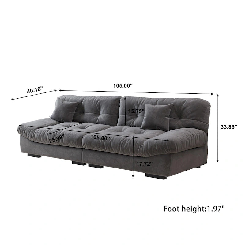 105 Modernes Loveseat Sofa aus geschliffenem Samt, Sektionssofa für das Wohnzimmer