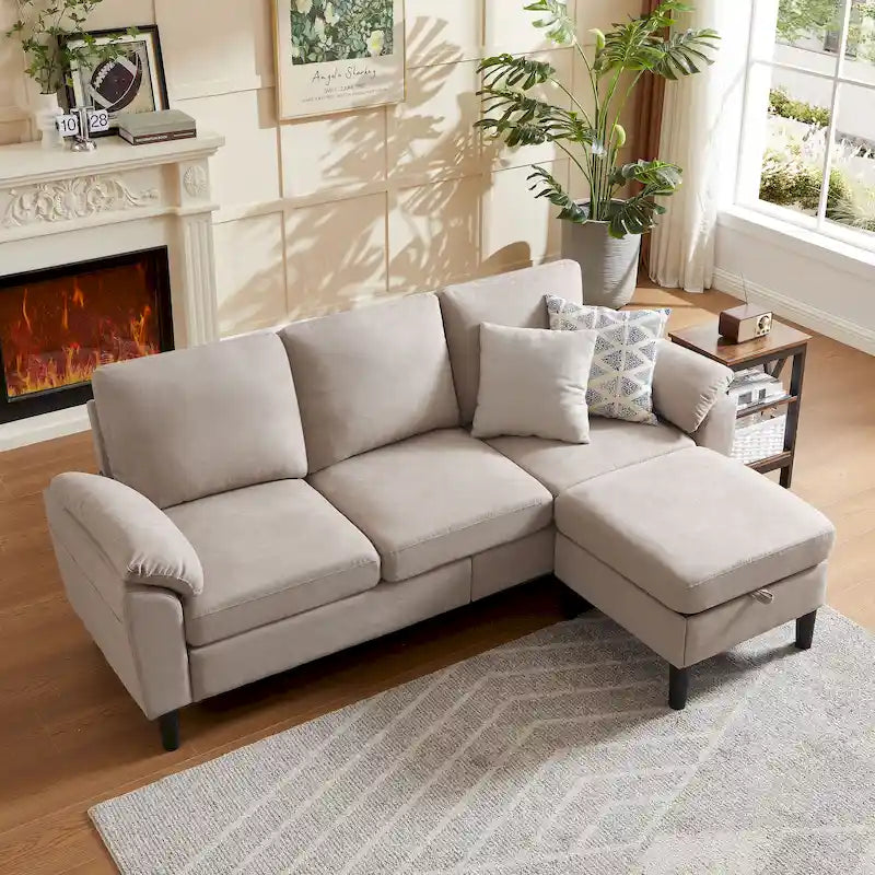 Jarenie 79.72 L-förmiges Sofa mit Stauraum-Ottomane für Wohnzimmer