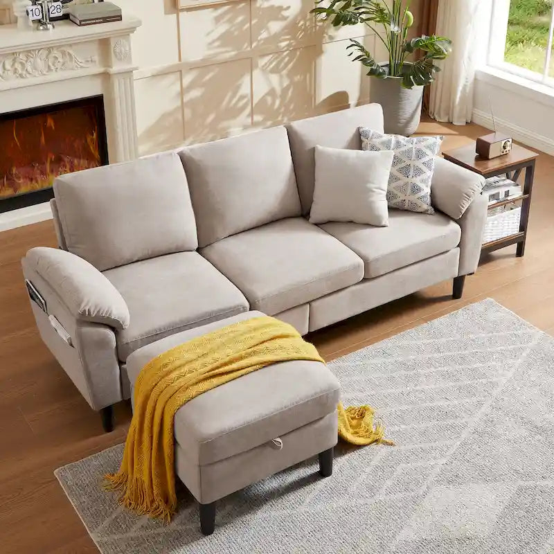 Jarenie 79.72 L-förmiges Sofa mit Stauraum-Ottomane für Wohnzimmer