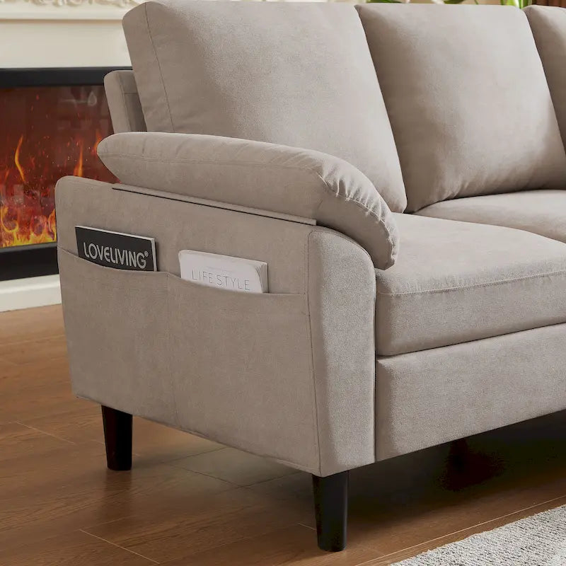 Jarenie 79.72 L-förmiges Sofa mit Stauraum-Ottomane für Wohnzimmer