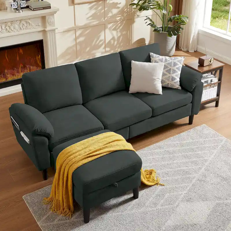Jarenie 79.72 L-förmiges Sofa mit Stauraum-Ottomane für Wohnzimmer