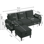 Jarenie 79.72 L-förmiges Sofa mit Stauraum-Ottomane für Wohnzimmer