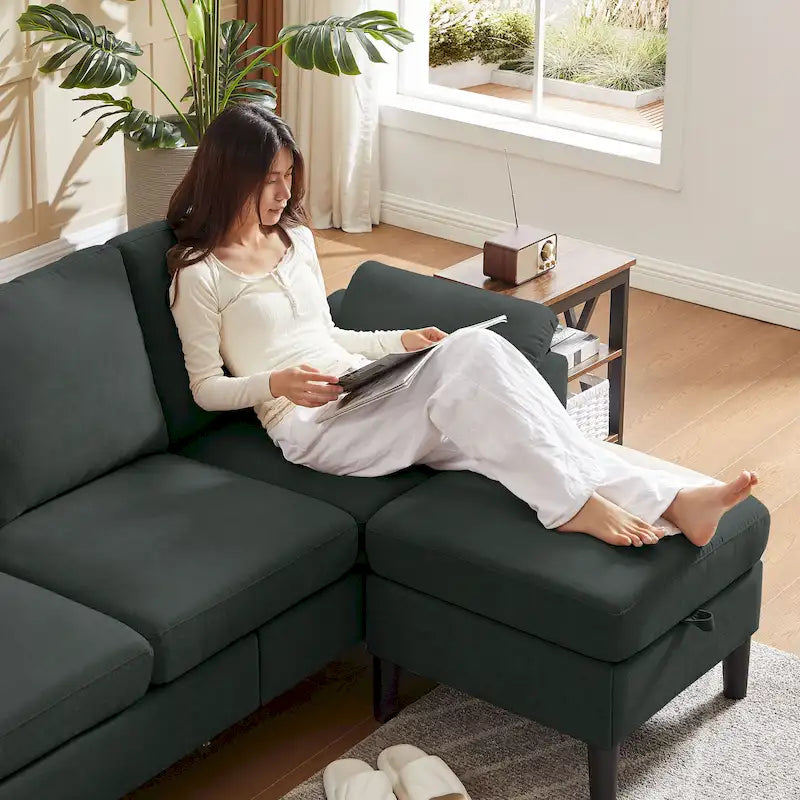 Jarenie 79.72 L-förmiges Sofa mit Stauraum-Ottomane für Wohnzimmer