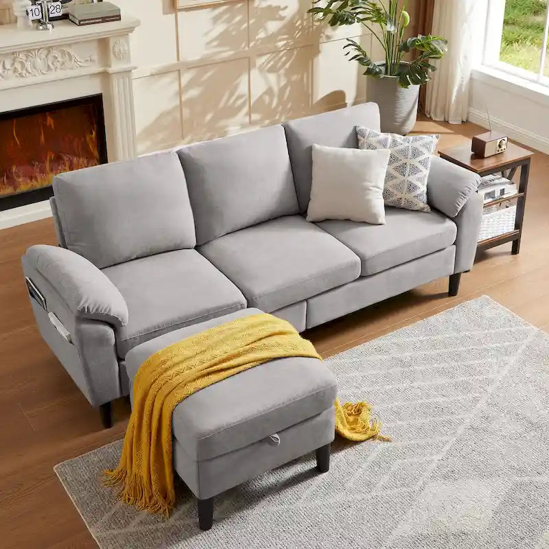 Jarenie 79.72 L-förmiges Sofa mit Stauraum-Ottomane für Wohnzimmer