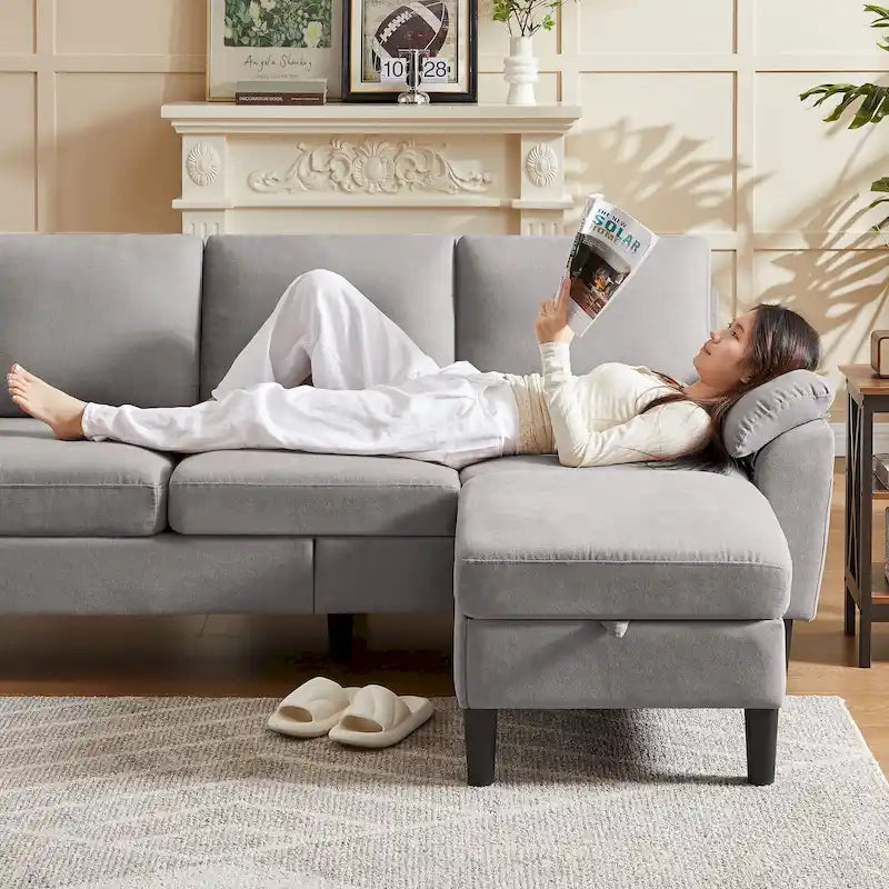 Jarenie 79.72 L-förmiges Sofa mit Stauraum-Ottomane für Wohnzimmer