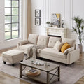 Modular Sectional Sofa Couch L Shaped With Chaise Storage Ottoman and Side Bags For Living Room