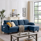 Modulares Ecksofa L-förmig mit Chaiselongue, Stauraum-Ottomane und Seitentaschen für das Wohnzimmer