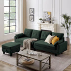 Modulares Ecksofa L-förmig mit Chaiselongue, Stauraum-Ottomane und Seitentaschen für das Wohnzimmer