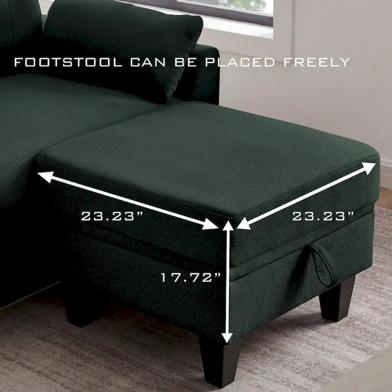 Modulares Ecksofa L-förmig mit Chaiselongue, Stauraum-Ottomane und Seitentaschen für das Wohnzimmer