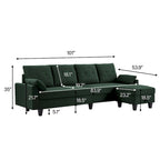 Modulares Ecksofa L-förmig mit Chaiselongue, Stauraum-Ottomane und Seitentaschen für das Wohnzimmer