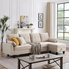 Modulares Ecksofa L-förmig mit Chaiselongue, Stauraum-Ottomane und Seitentaschen für das Wohnzimmer