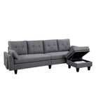 Modulares Ecksofa L-förmig mit Chaiselongue, Stauraum-Ottomane und Seitentaschen für das Wohnzimmer