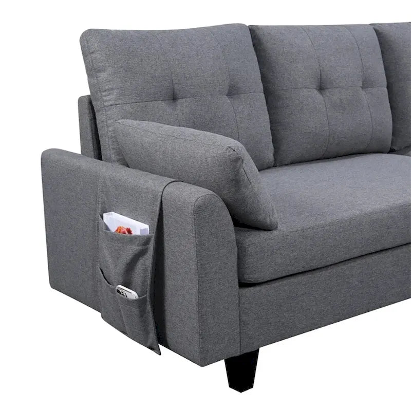 Modulares Ecksofa L-förmig mit Chaiselongue, Stauraum-Ottomane und Seitentaschen für das Wohnzimmer