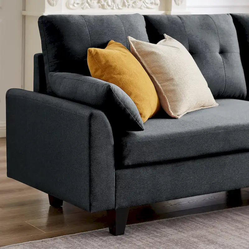 Modulares Ecksofa L-förmig mit Chaiselongue, Stauraum-Ottomane und Seitentaschen für das Wohnzimmer