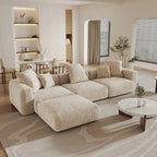 141,73  Cord-Sofa, groß, umkehrbar, modular, L-Form mit Ottomane und Kissen