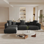 141,73  Cord-Sofa, groß, umkehrbar, modular, L-Form mit Ottomane und Kissen